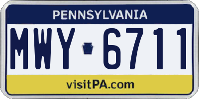 PA license plate MWY6711