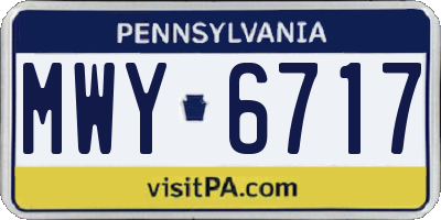 PA license plate MWY6717