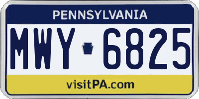 PA license plate MWY6825