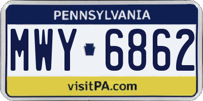 PA license plate MWY6862