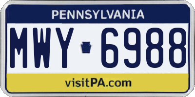 PA license plate MWY6988