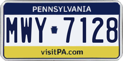 PA license plate MWY7128