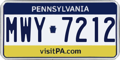 PA license plate MWY7212