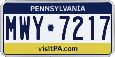 PA license plate MWY7217