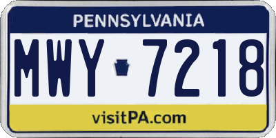 PA license plate MWY7218
