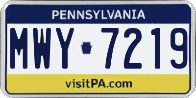 PA license plate MWY7219