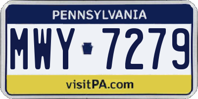 PA license plate MWY7279