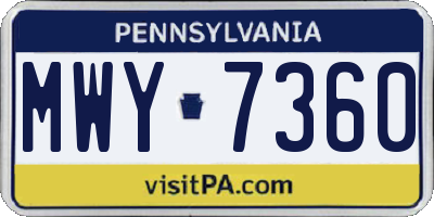 PA license plate MWY7360