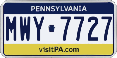 PA license plate MWY7727