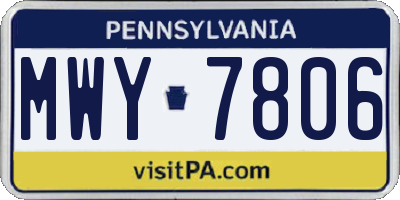 PA license plate MWY7806