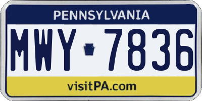 PA license plate MWY7836