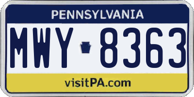 PA license plate MWY8363