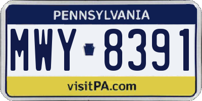 PA license plate MWY8391