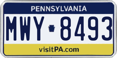PA license plate MWY8493