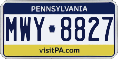PA license plate MWY8827