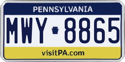 PA license plate MWY8865