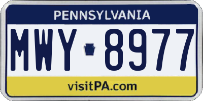 PA license plate MWY8977