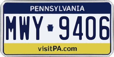 PA license plate MWY9406