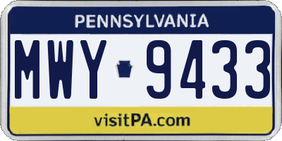 PA license plate MWY9433