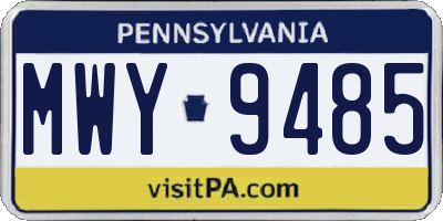 PA license plate MWY9485