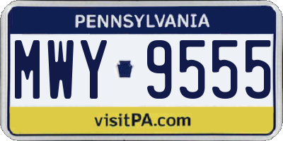 PA license plate MWY9555