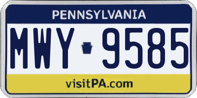 PA license plate MWY9585