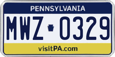 PA license plate MWZ0329