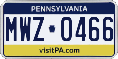 PA license plate MWZ0466
