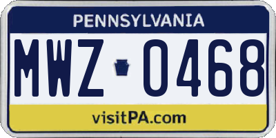 PA license plate MWZ0468