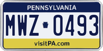 PA license plate MWZ0493