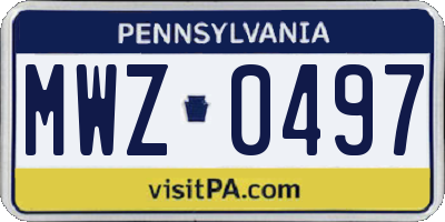 PA license plate MWZ0497