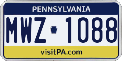 PA license plate MWZ1088