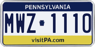 PA license plate MWZ1110