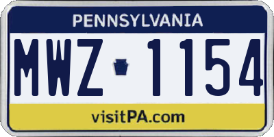 PA license plate MWZ1154