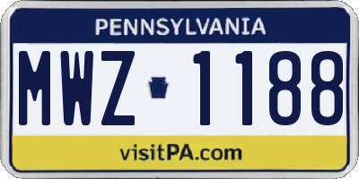 PA license plate MWZ1188