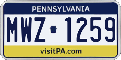 PA license plate MWZ1259