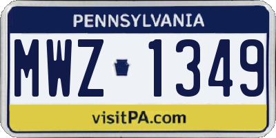 PA license plate MWZ1349