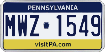 PA license plate MWZ1549