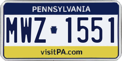 PA license plate MWZ1551