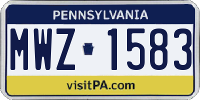 PA license plate MWZ1583