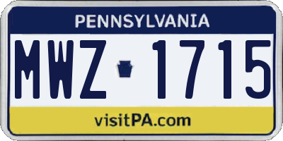 PA license plate MWZ1715