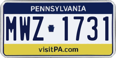 PA license plate MWZ1731