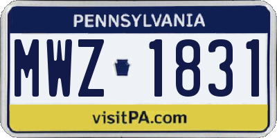 PA license plate MWZ1831