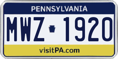 PA license plate MWZ1920
