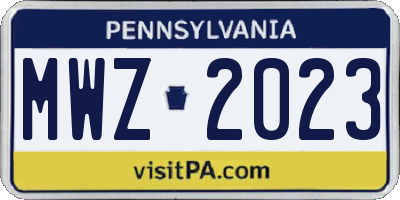PA license plate MWZ2023
