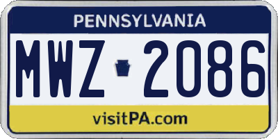 PA license plate MWZ2086