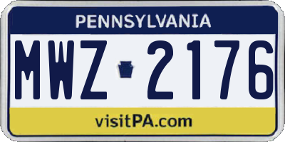 PA license plate MWZ2176