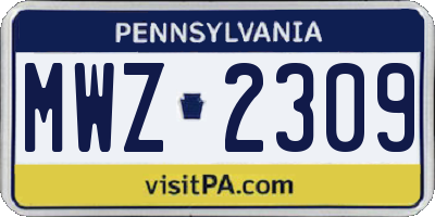 PA license plate MWZ2309