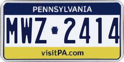 PA license plate MWZ2414