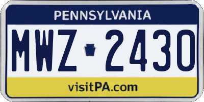 PA license plate MWZ2430